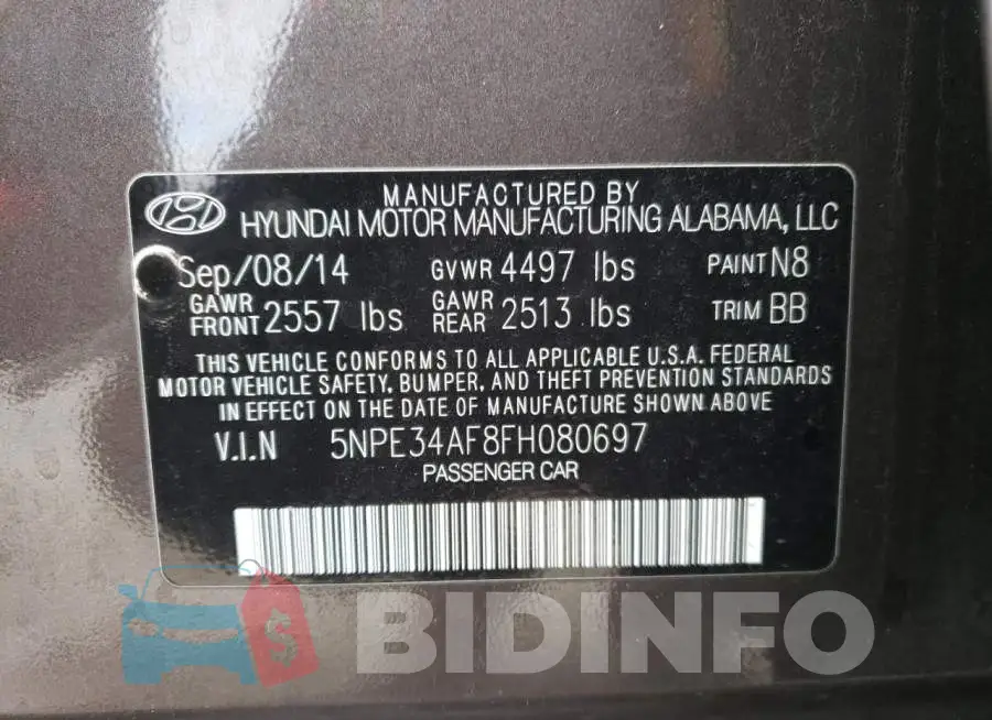 5NPE34AF8FH080697 Photo# 13
