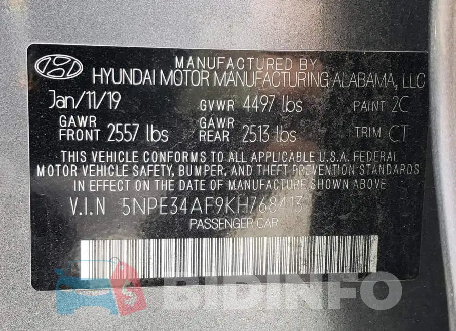 5NPE34AF9KH768413 Photo# 12