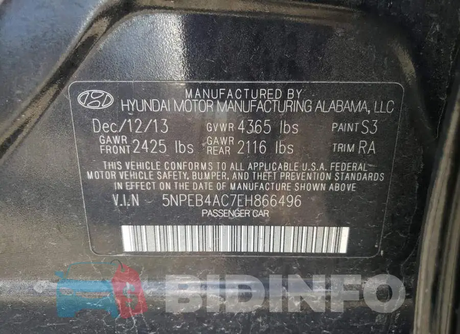 5NPEB4AC7EH866496 Photo# 10