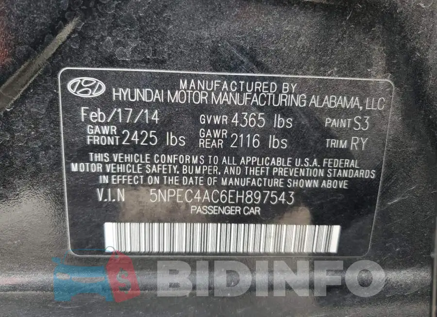 5NPEC4AC6EH897543 Photo# 12