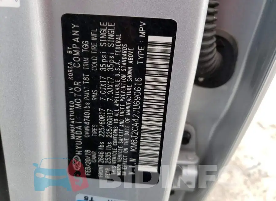 KM8J2CA42JU690616 Photo# 13