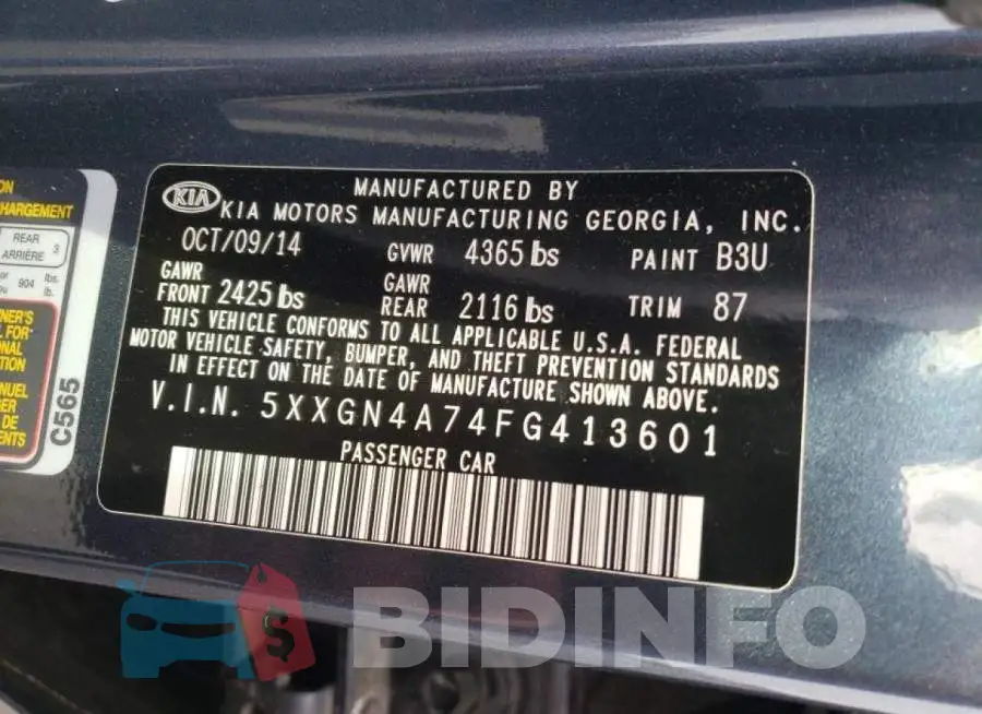 5XXGN4A74FG413601 Photo# 12