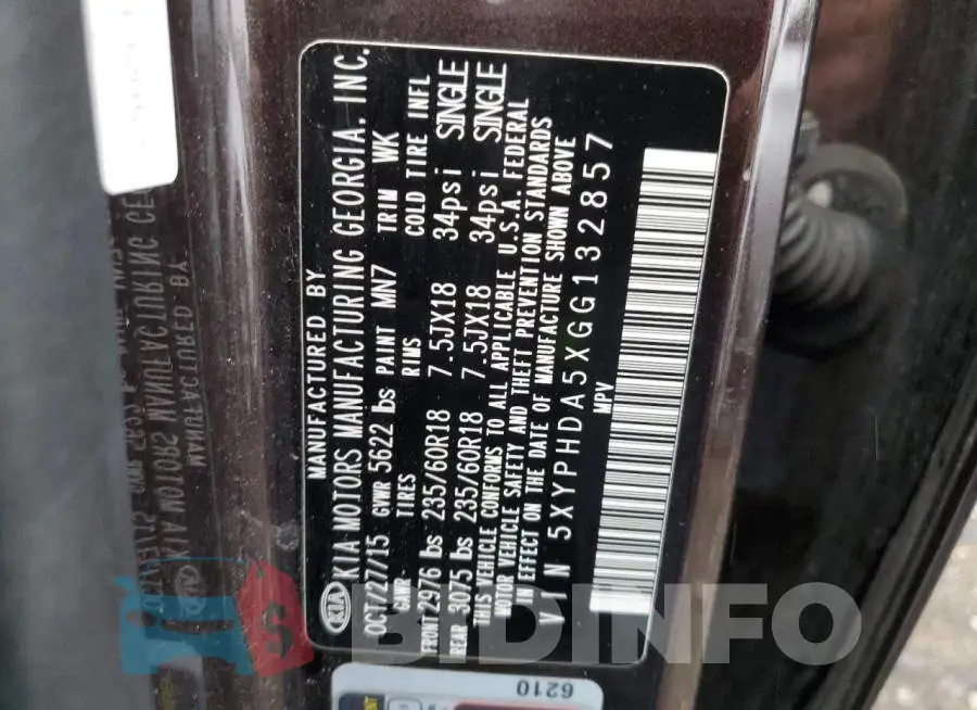 5XYPHDA5XGG132857 Photo# 13