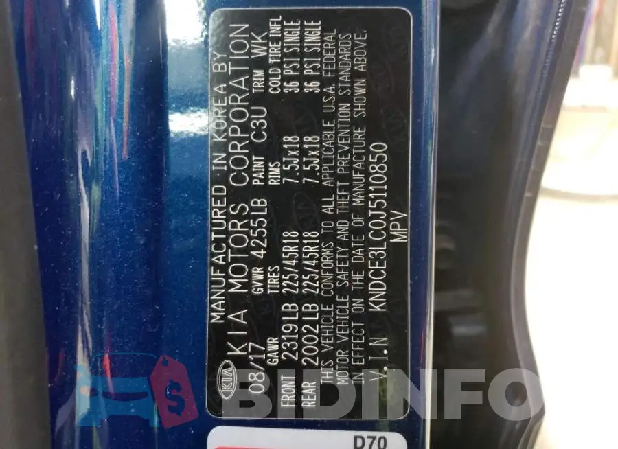 KNDCE3LC0J5110850 Photo# 12