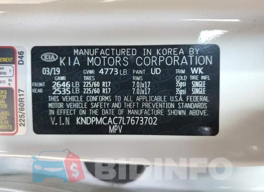 KNDPMCAC7L7673702 Photo# 14