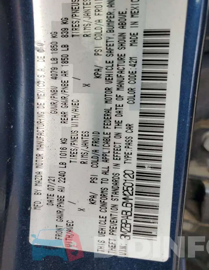 3MZBPABL6MM250120 Photo# 10