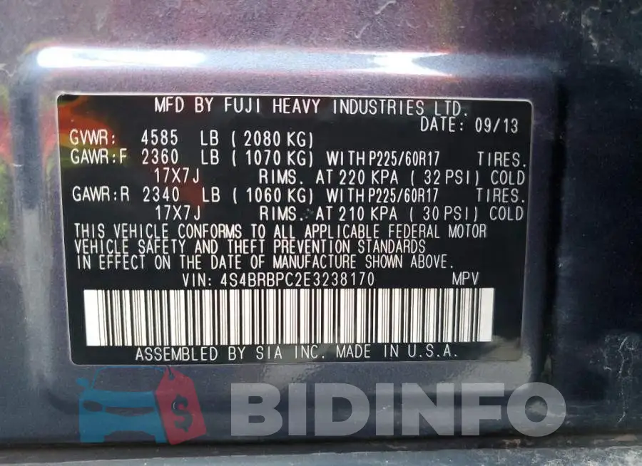 4S4BRBPC2E3238170 Photo# 13