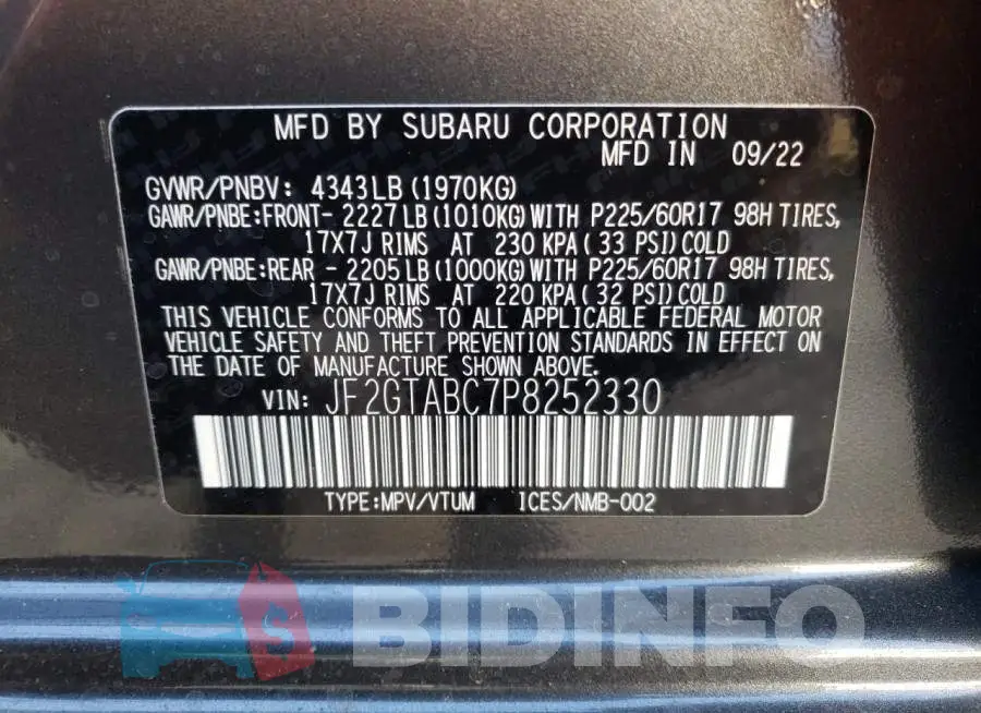 JF2GTABC7P8252330 Photo# 13