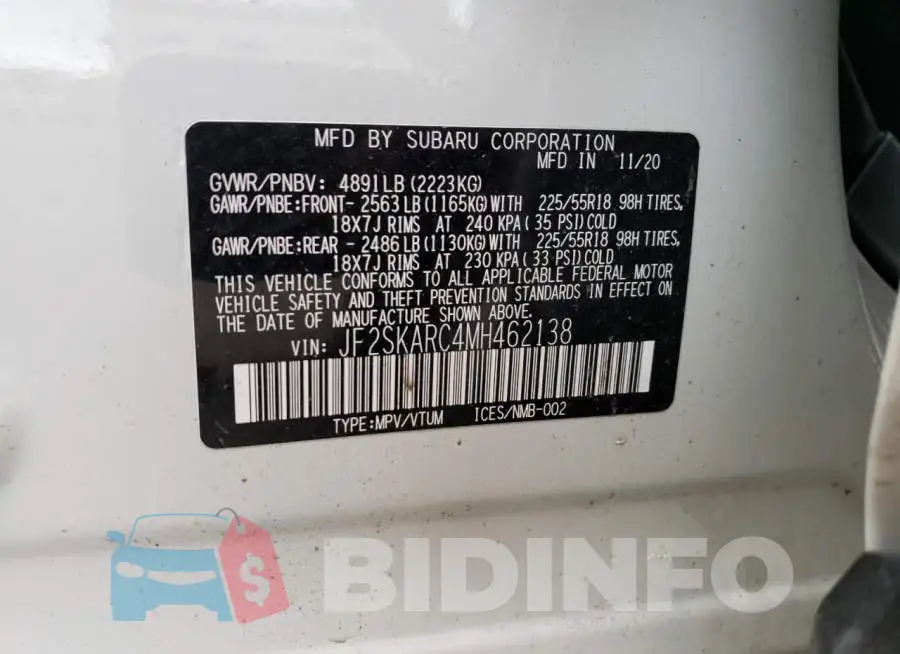 JF2SKARC4MH462138 Photo# 12