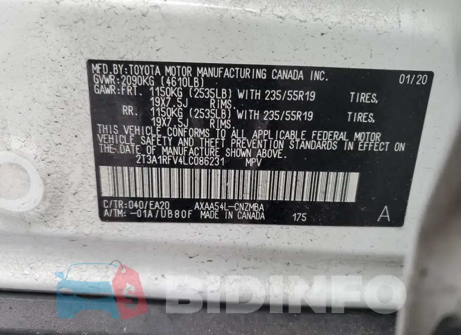 2T3A1RFV4LC086231 Photo# 13