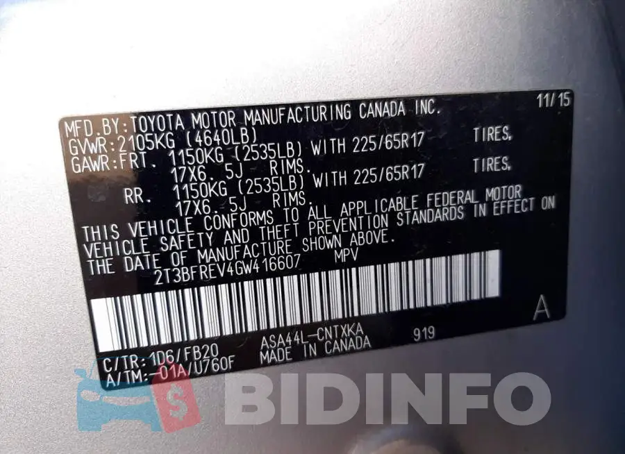 2T3BFREV4GW416607 Photo# 12
