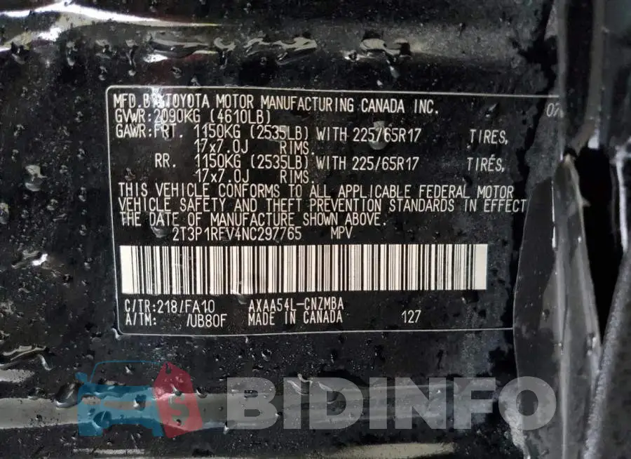 2T3P1RFV4NC297765 Photo# 12