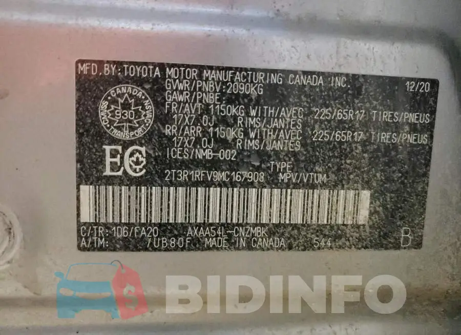 2T3R1RFV9MC167908 Photo# 14