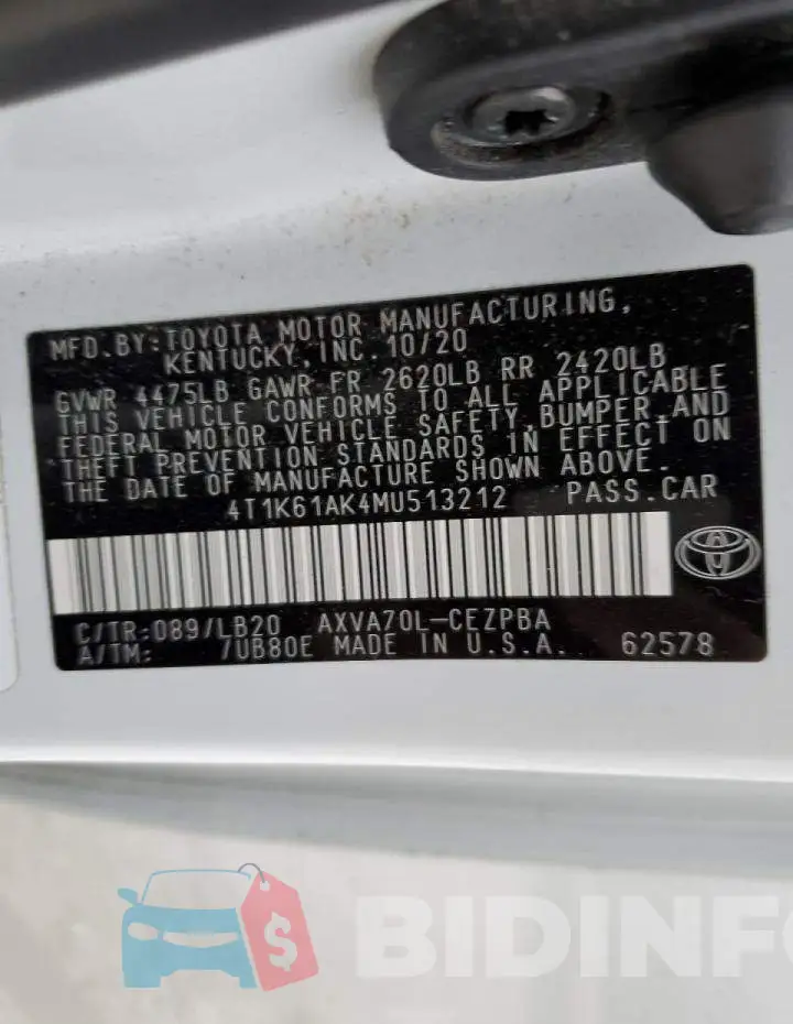 4T1K61AK4MU513212 Photo# 12