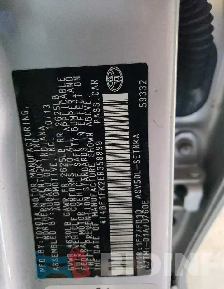 4T4BF1FK2ER358899 Photo# 12