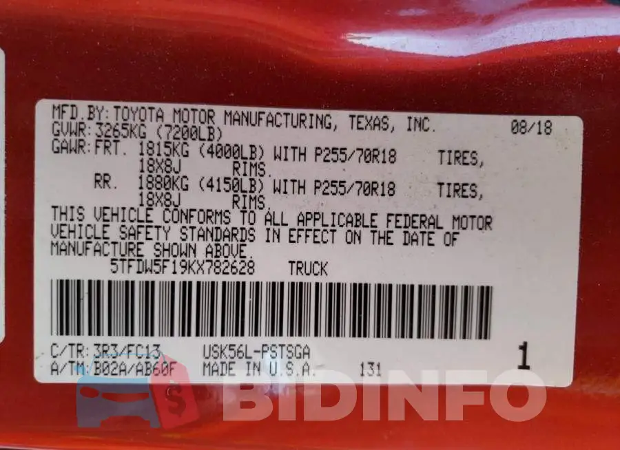 5TFDW5F19KX782628 Photo# 12