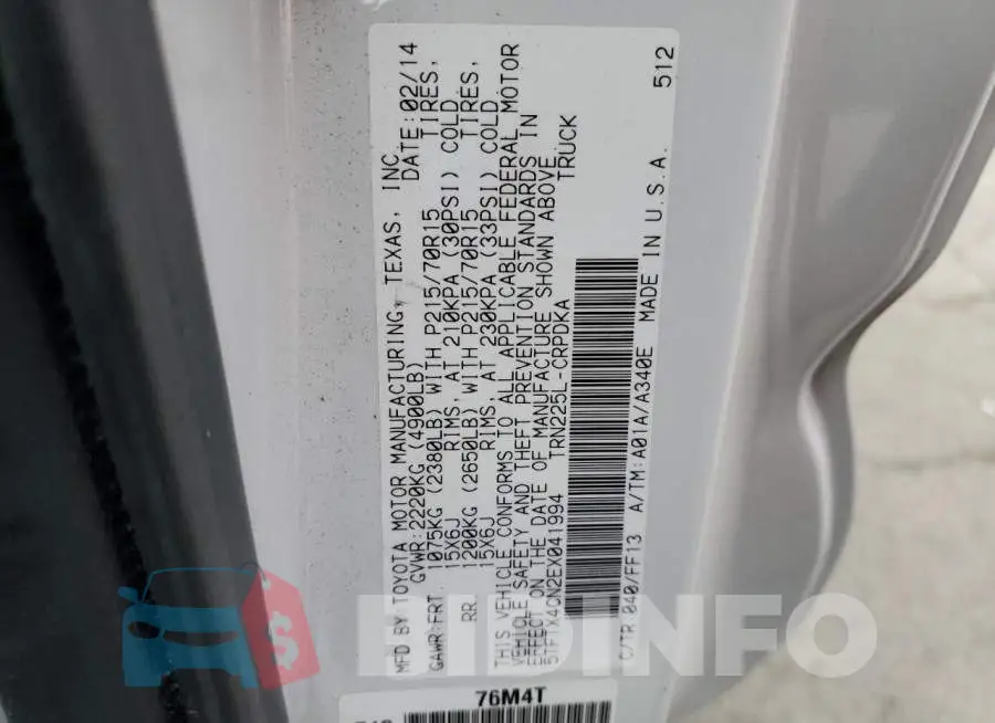5TFTX4CN2EX041994 Photo# 10