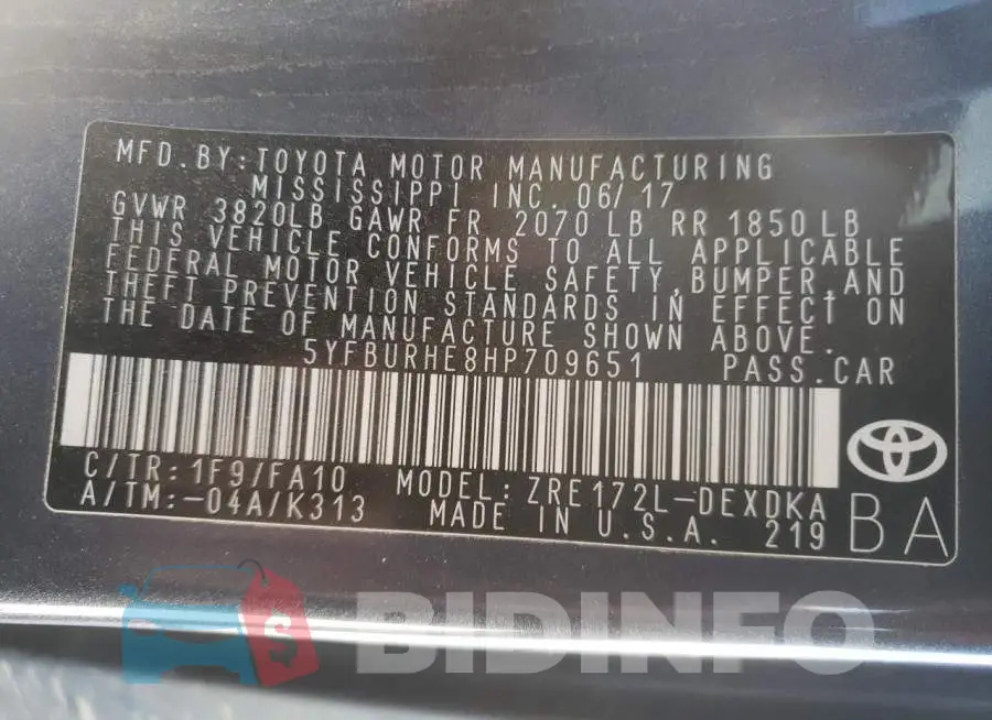 5YFBURHE8HP709651 Photo# 13
