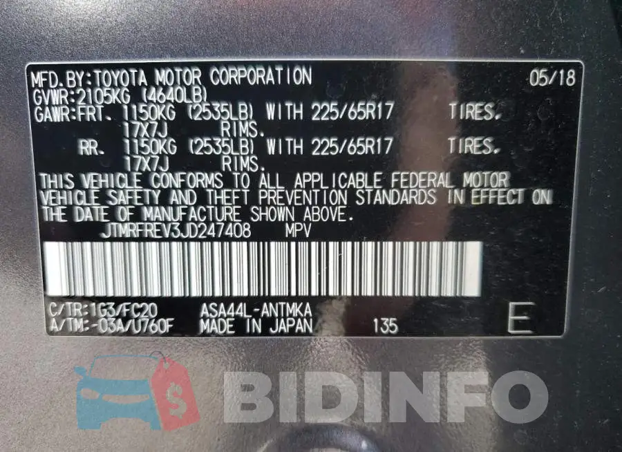 JTMRFREV3JD247408 Photo# 13