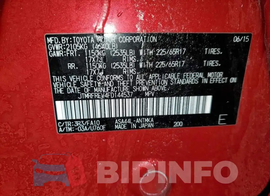 JTMRFREV4FD144537 Photo# 13