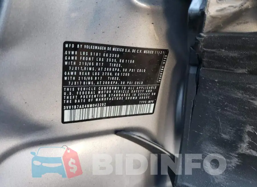 3VV1B7AX4NM042292 Photo# 13