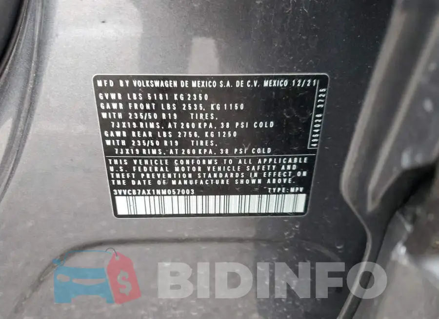 3VVCB7AX1NM057003 Photo# 13