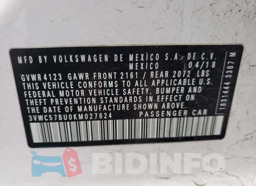 3VWC57BU0KM027624 Photo# 12