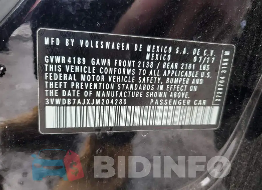 3VWDB7AJXJM204280 Photo# 12