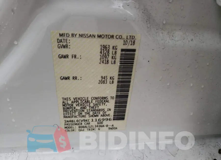 1N4BL4CV9KC116996 Photo# 13