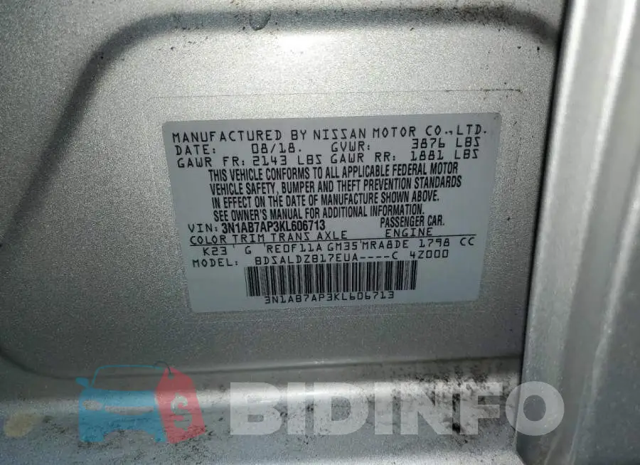 3N1AB7AP3KL606713 Photo# 12