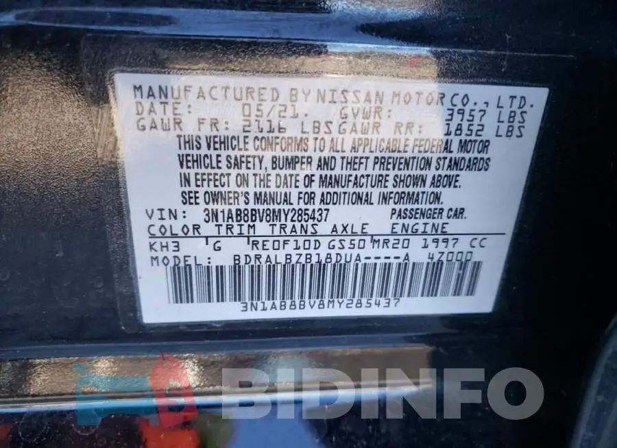 3N1AB8BV8MY285437 Photo# 12