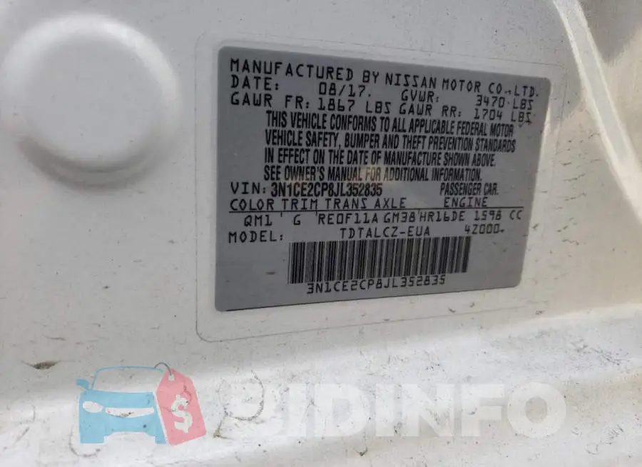 3N1CE2CP8JL352835 Photo# 13