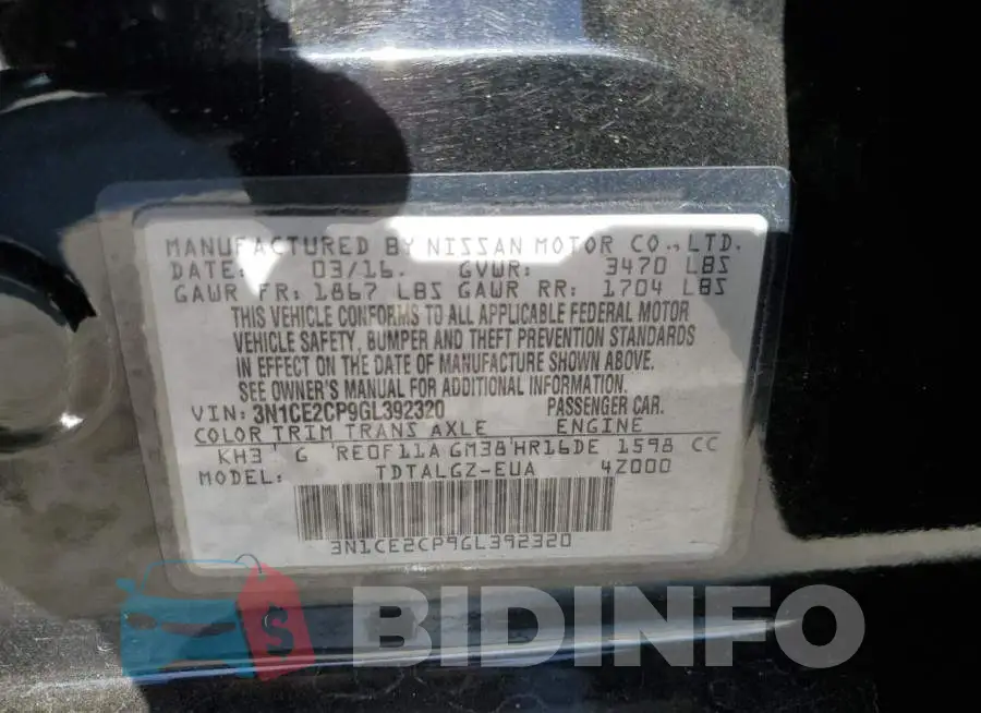 3N1CE2CP9GL392320 Photo# 12