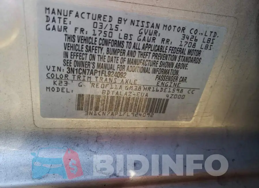 3N1CN7AP1FL924092 Photo# 13