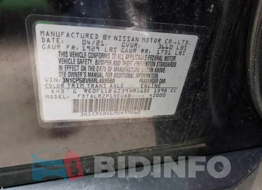 3N1CP5BV6ML499560 Photo# 13