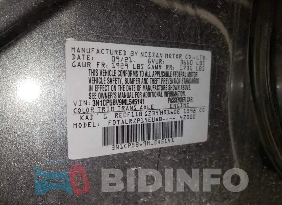 3N1CP5BV9ML545141 Photo# 13