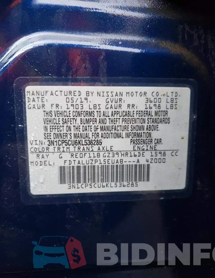 3N1CP5CU6KL536285 Photo# 13