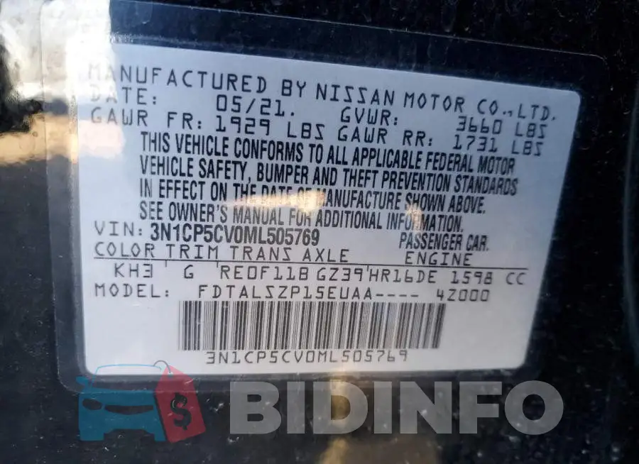 3N1CP5CV0ML505769 Photo# 13