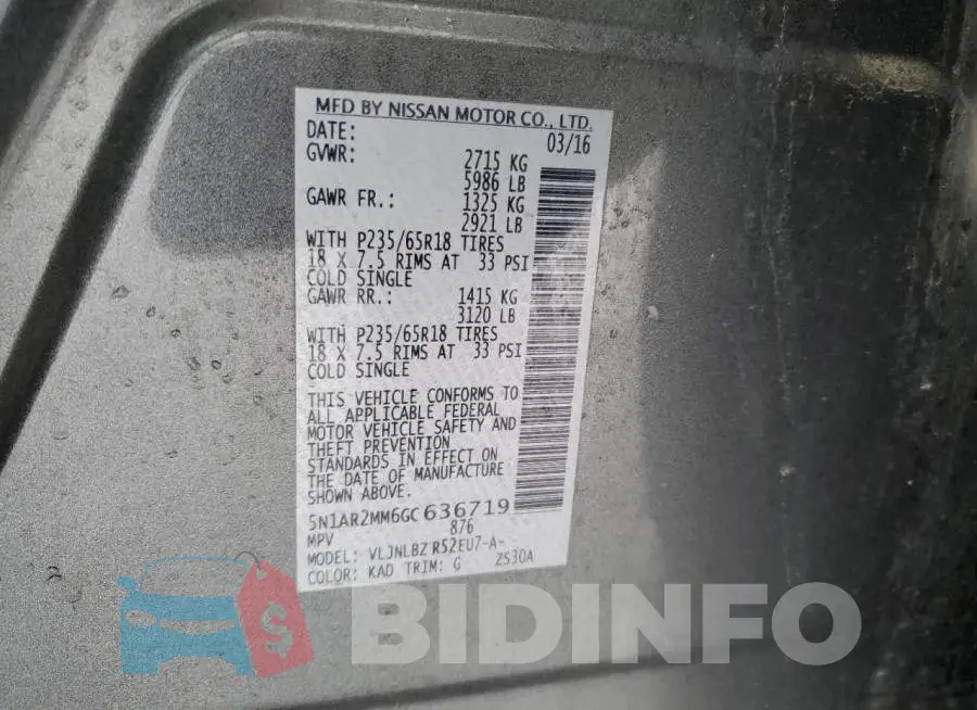 5N1AR2MM6GC636719 Photo# 13