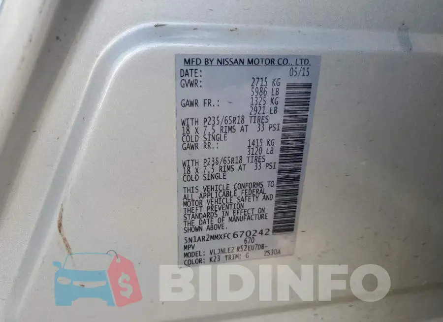 5N1AR2MMXFC670242 Photo# 13