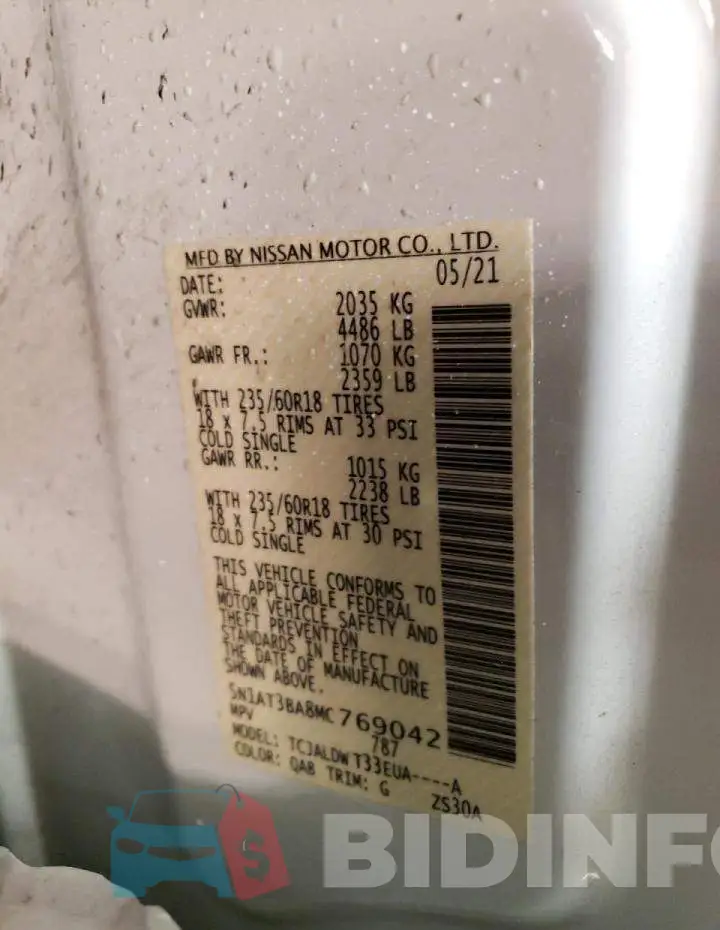 5N1AT3BA8MC769042 Photo# 14