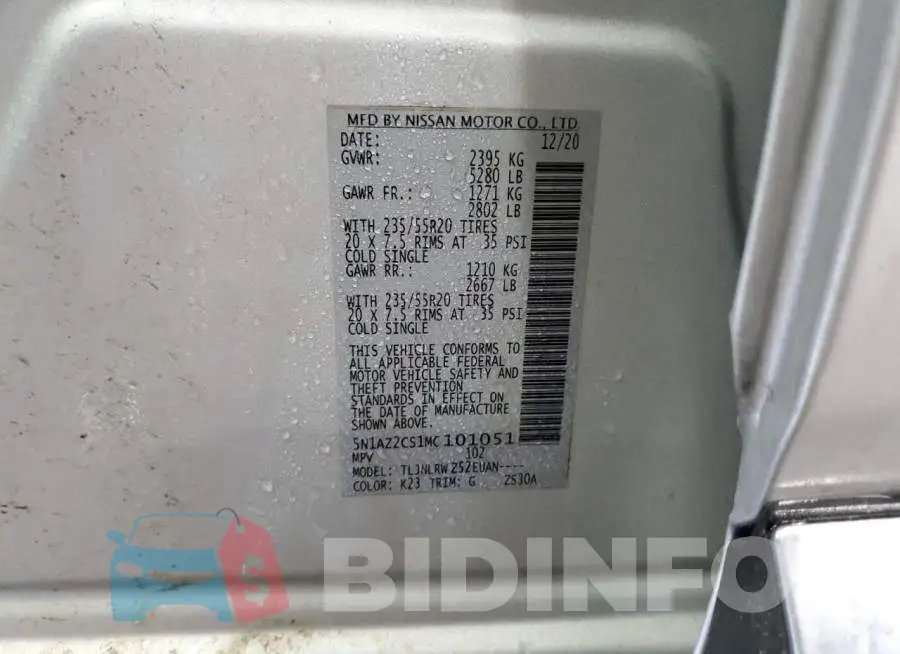 5N1AZ2CS1MC101051 Photo# 13