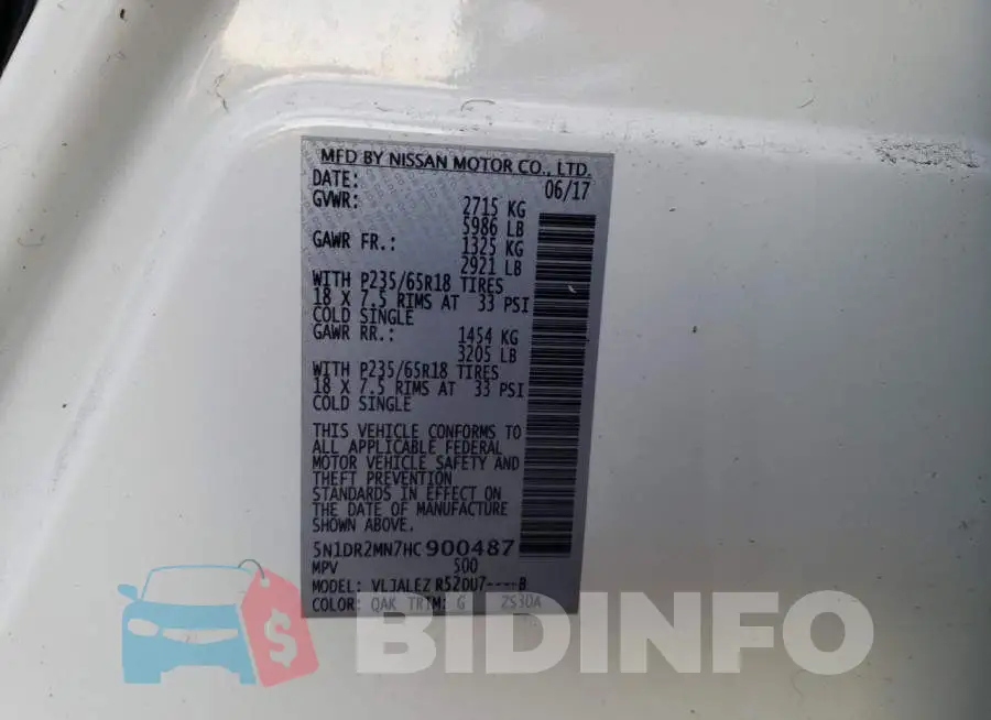 5N1DR2MN7HC900487 Photo# 13