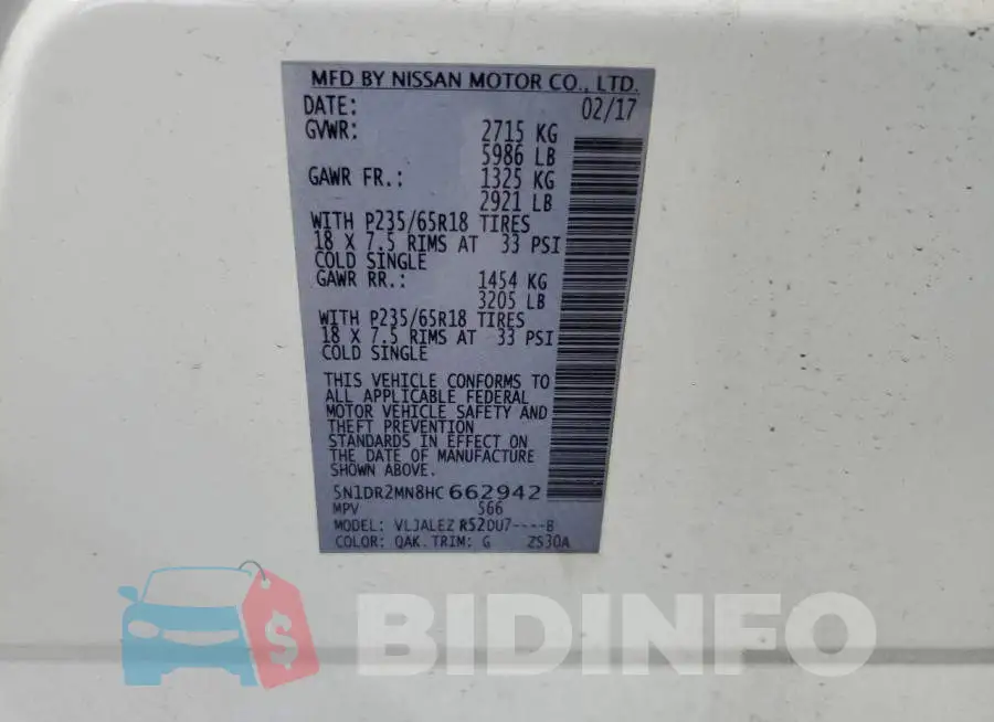5N1DR2MN8HC662942 Photo# 13