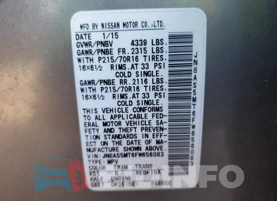 JN8AS5MT6FW656083 Photo# 13