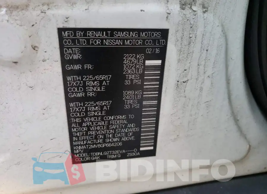 KNMAT2MV8GP664206 Photo# 13