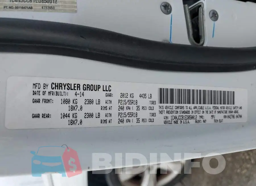 1C4NJCCB1ED850012 Photo# 14