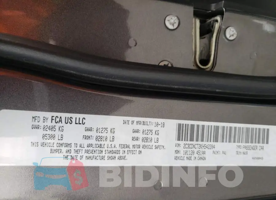 2C3CDXCT2KH542204 Photo# 10