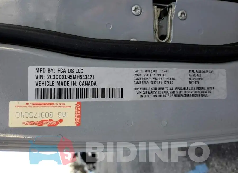 2C3CDXL95MH543421 Photo# 12