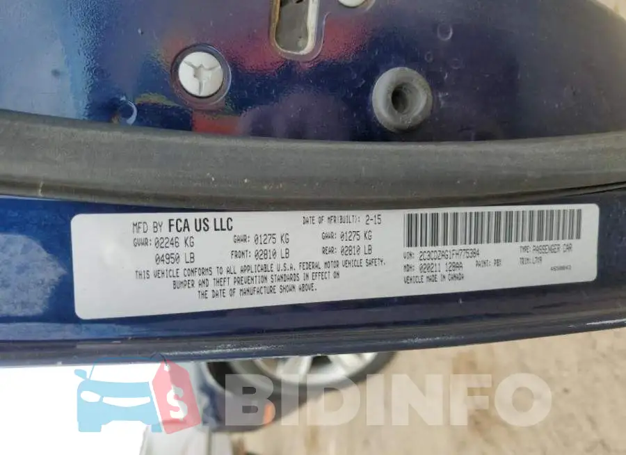 2C3CDZAG1FH775384 Photo# 12